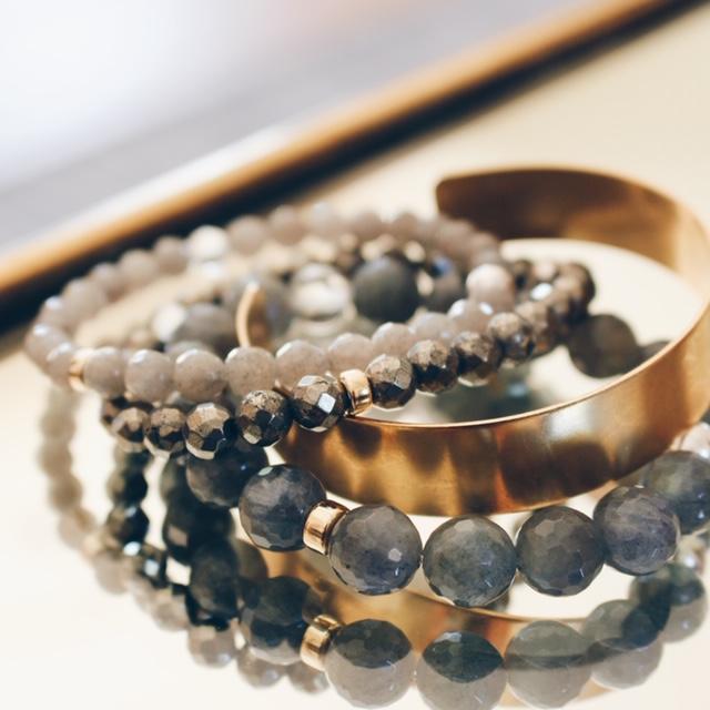 Camille Belgian Creation - Bracelet labradorite et pyrite