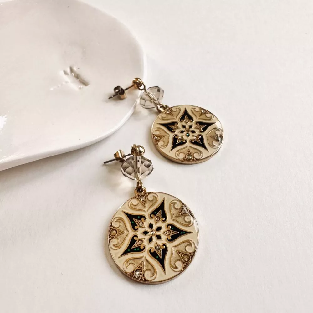 Boucles d'oreilles * Art Déco | Rond clair