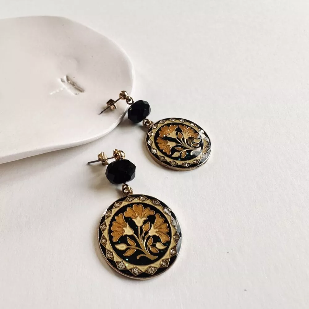 Boucles d'oreilles * Art Déco | Rond foncé