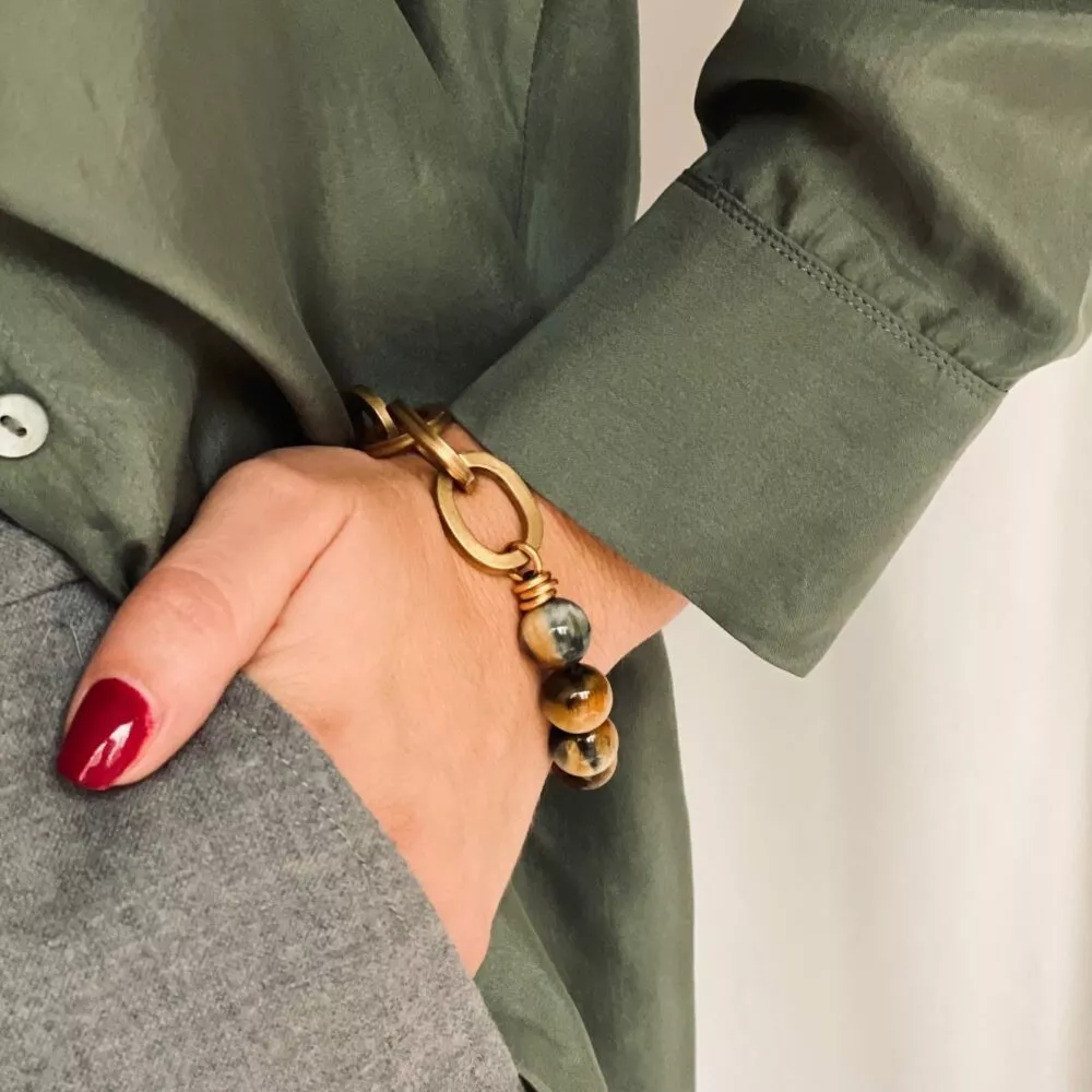 Bracelet * Maillons | Jaune moutarde - Image 2