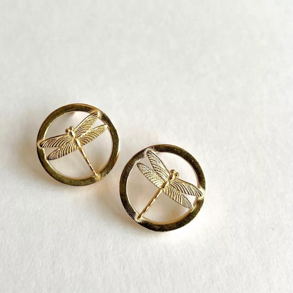 Boucles d'oreilles * Libellule | Plaqué or