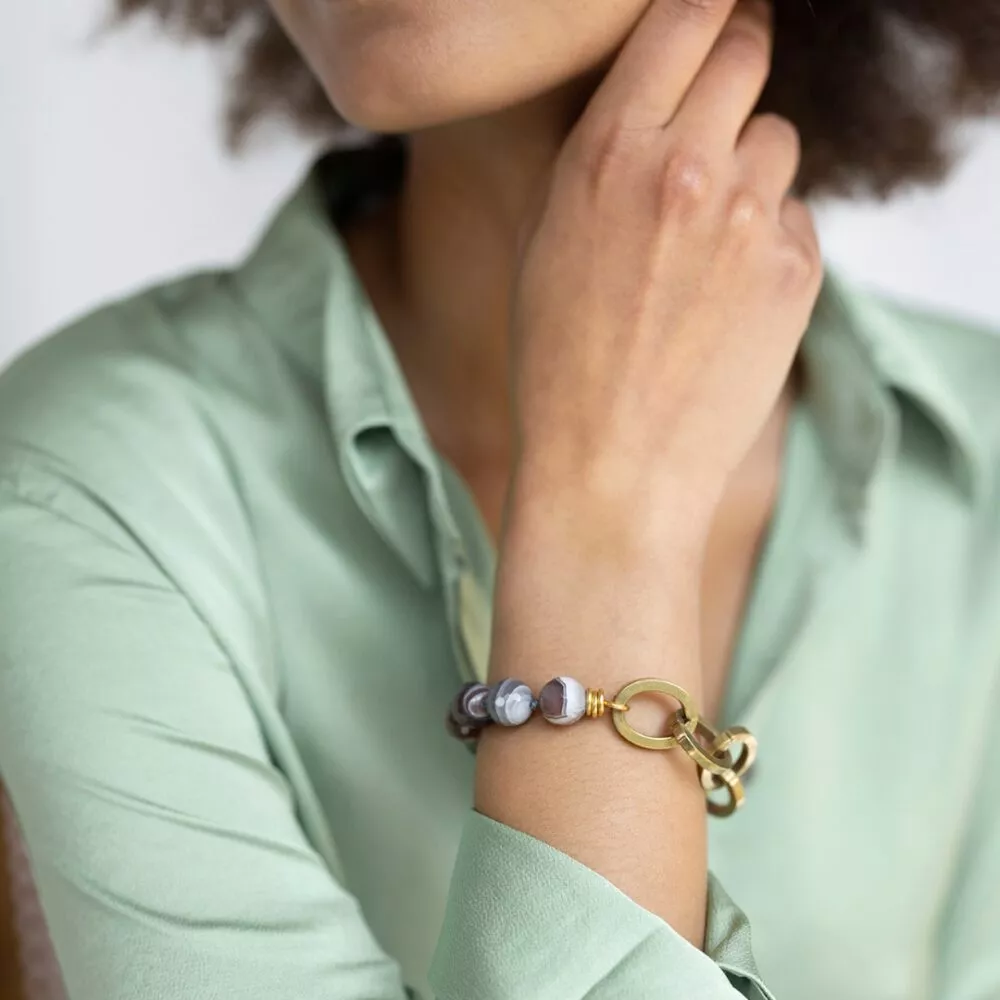 Bracelet * Maillons | Agate du Botswana - Image 2