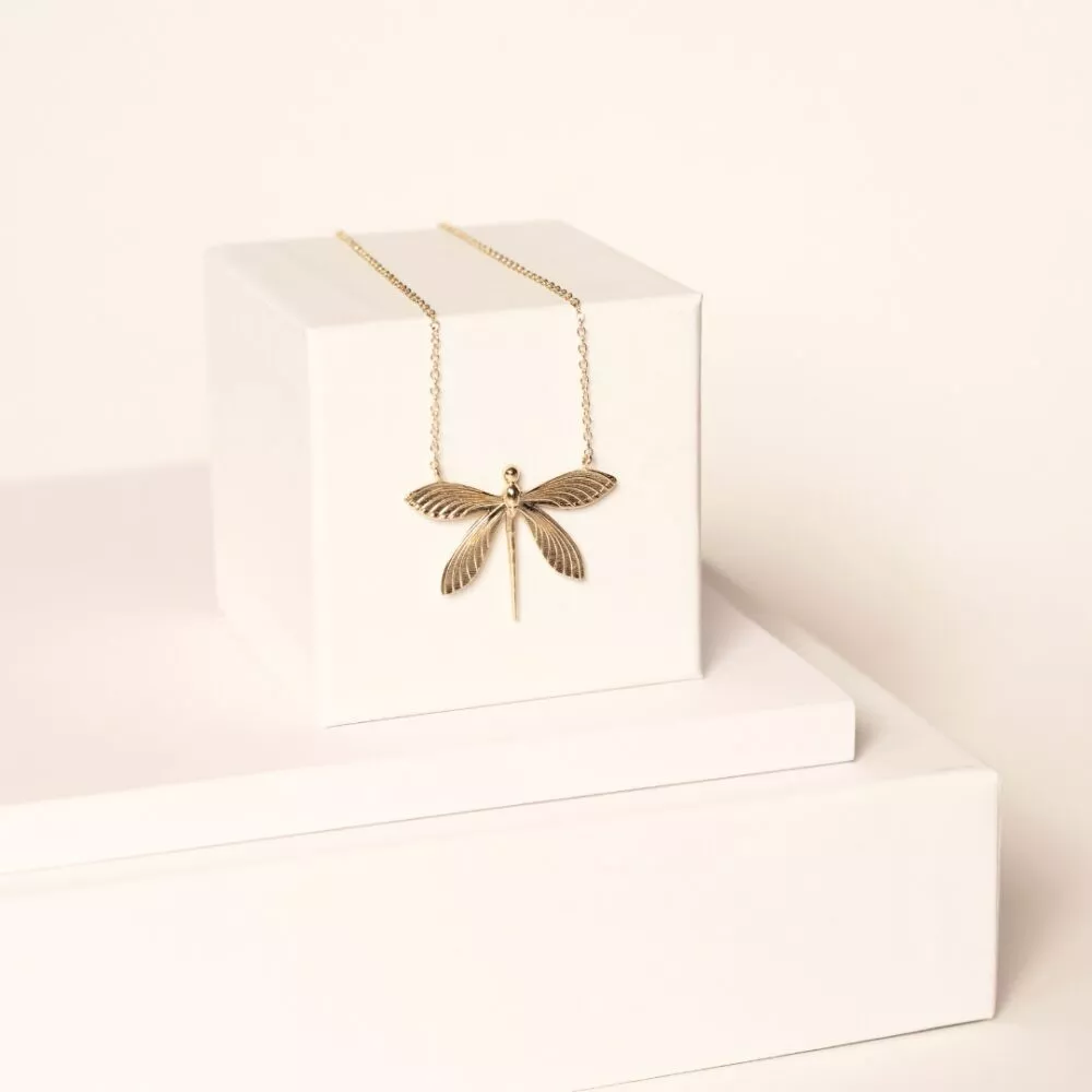 Collier * Libellule Mid | Plaqué or - deux anneaux - Image 2