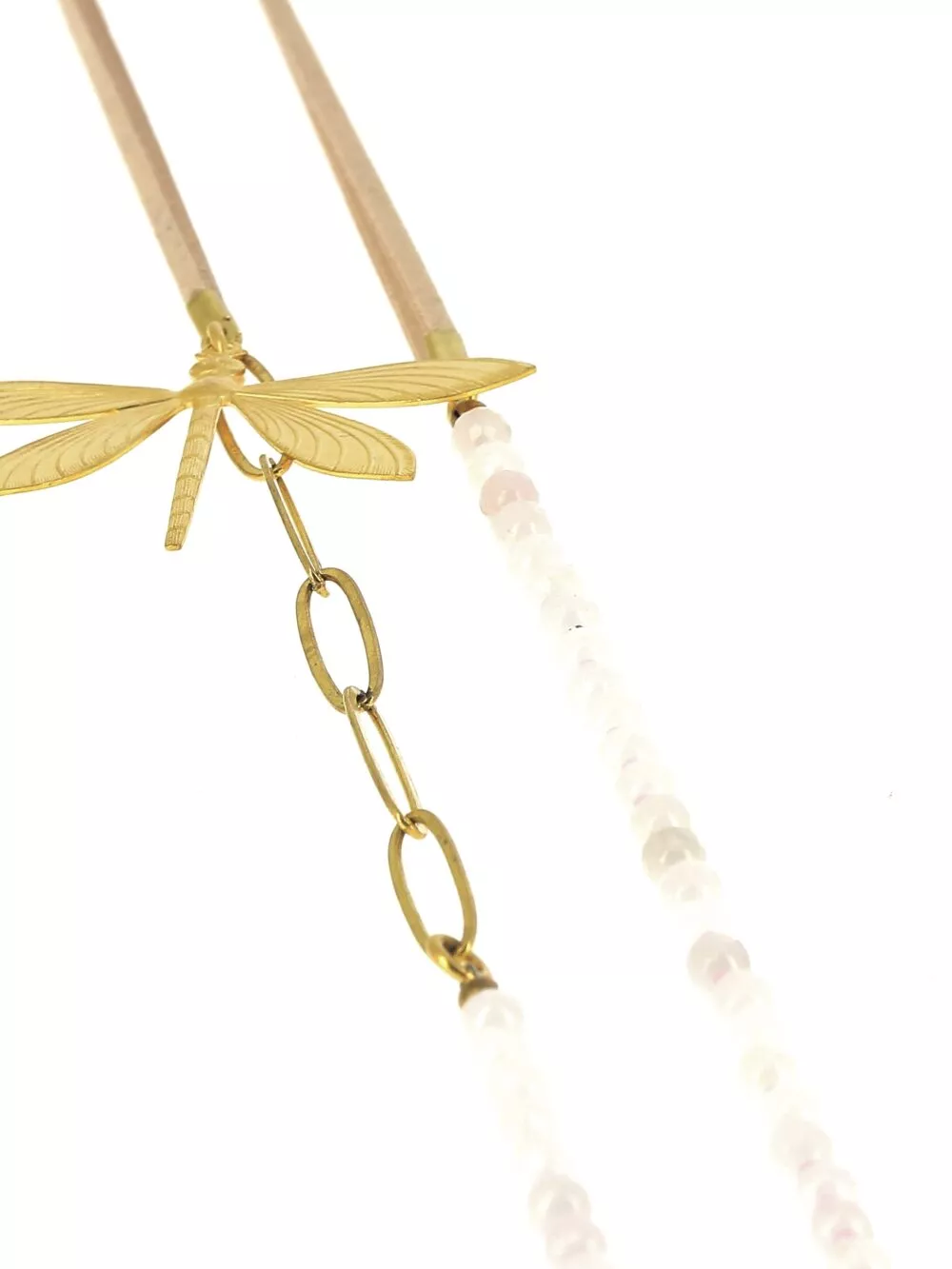 Collier * Libellule Daim | Quartz rose