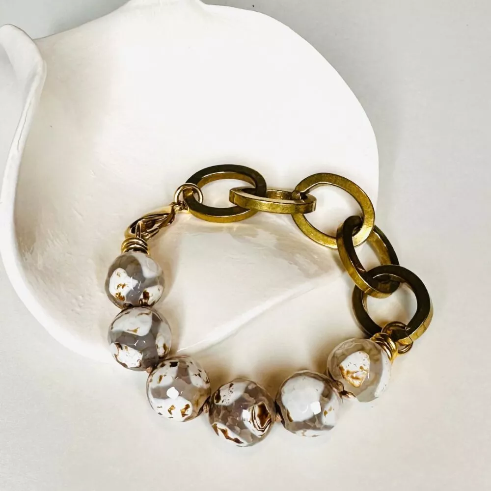 Bracelet * Pierres agates blanches