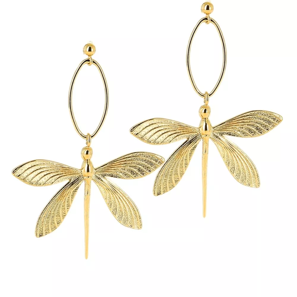 Boucles d'oreilles * Libellules -prestige plaqué or - Image 2