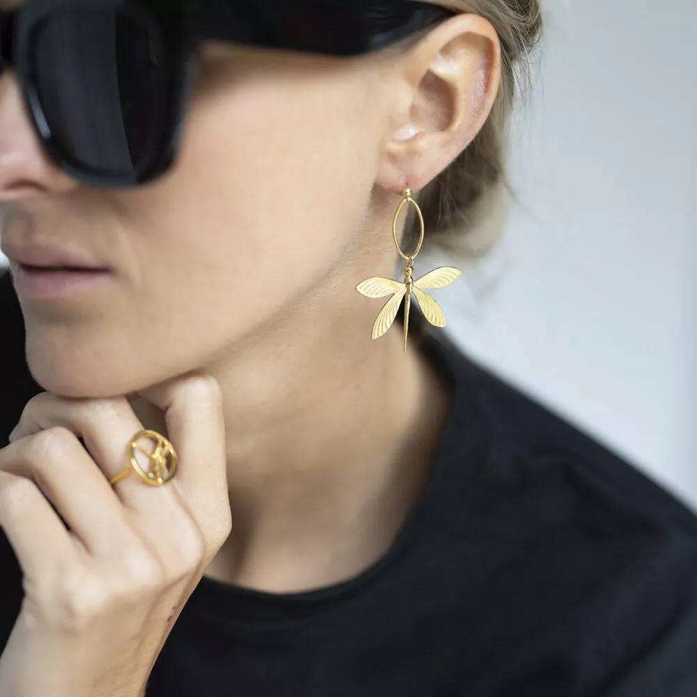 Boucles d'oreilles * Libellules -prestige plaqué or